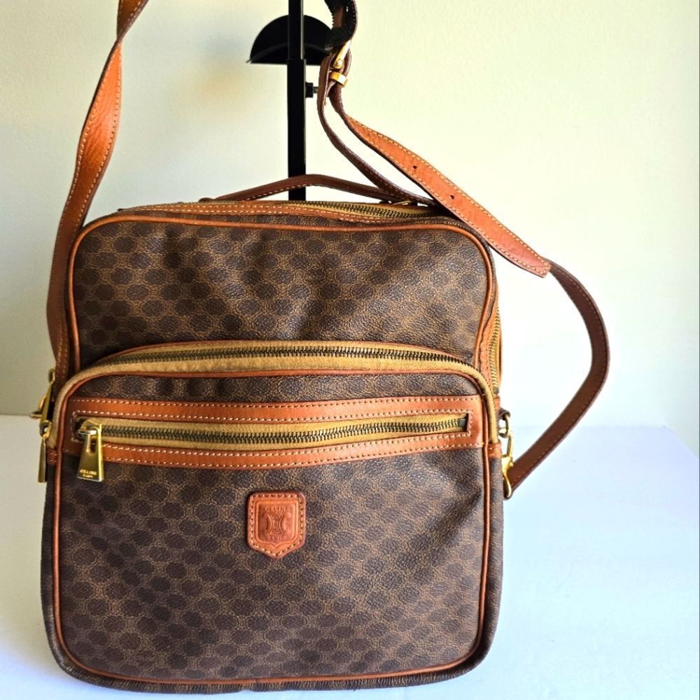 Celine Vintage Macadam Messenger Bag Brown